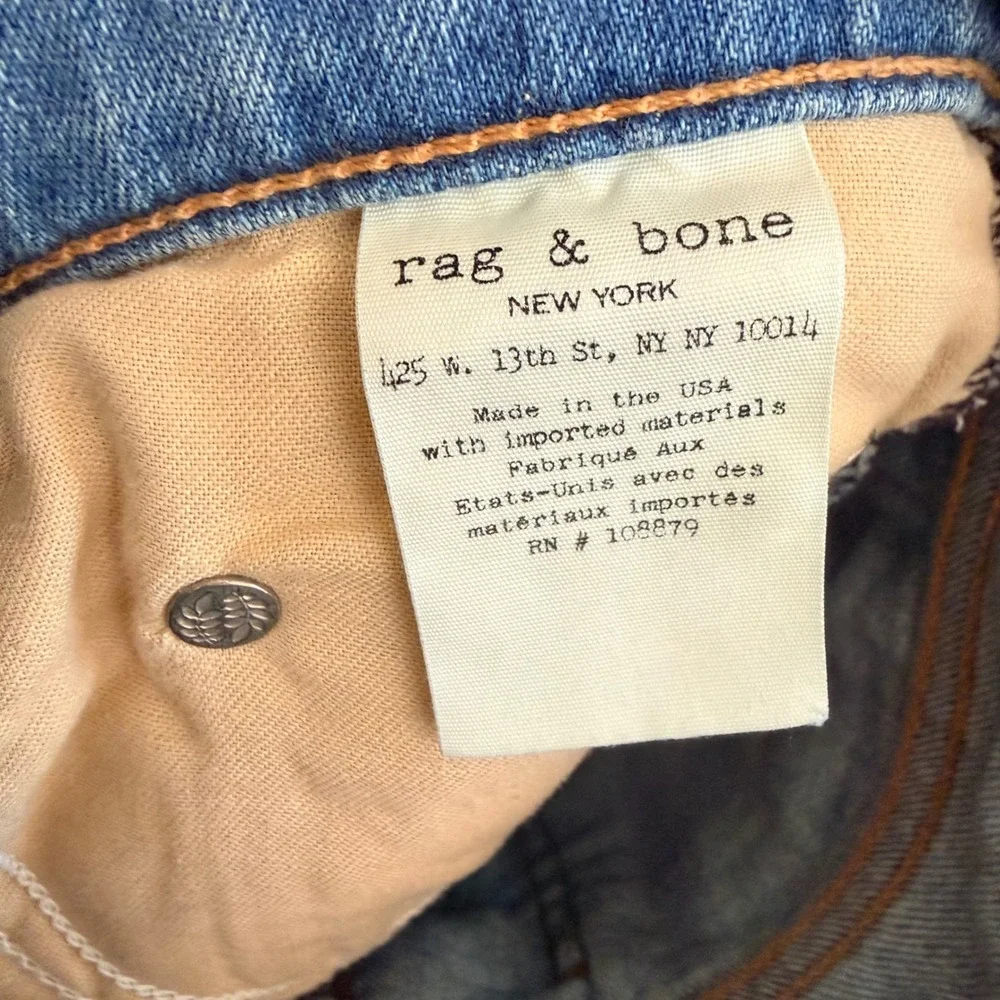 Rag‎ & Bone Light Wash Cuffed Jean Shorts 24 Blue Denim Low Rise Wiley Casual